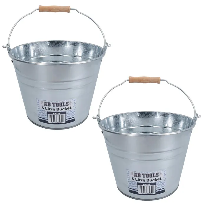 5L Galvanised Steel Metal Bucket Pail Water Coal Greenhouse Garden Plants 2PK 5L Galvanised Steel Metal Bucket Pail Water Coal Greenhouse Garden Plants 2PK