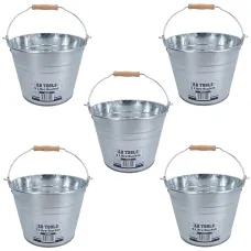 5L Galvanised Steel Metal Bucket Pail Water Coal Greenhouse Garden Plants 5PK