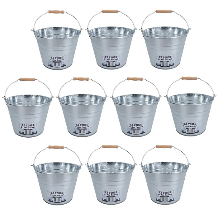 5L Galvanised Steel Metal Bucket Pail Water Coal Greenhouse Garden Plant 10PK 5L Galvanised Steel Metal Bucket Pail Water Coal Greenhouse Garden Plant 10PK