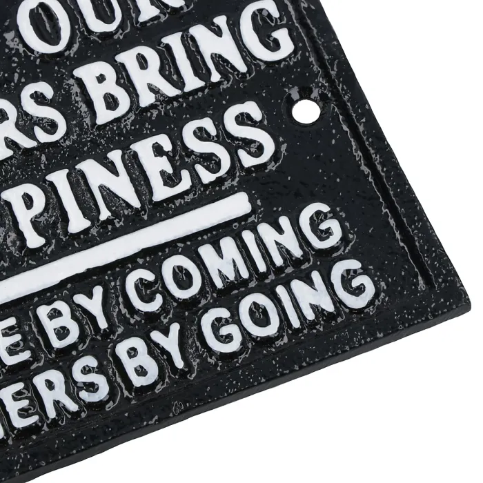 All Our Visitors Bring Happiness Sign Cast Iron Plaque Wall House Door Garden