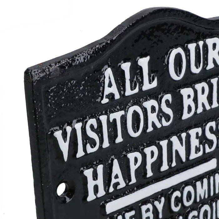 All Our Visitors Bring Happiness Sign Cast Iron Plaque Wall House Door Garden