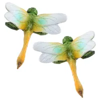Green Wall Mount Dragonflies Pair Resin Shed Sculpture Statue Garden Dragonfly