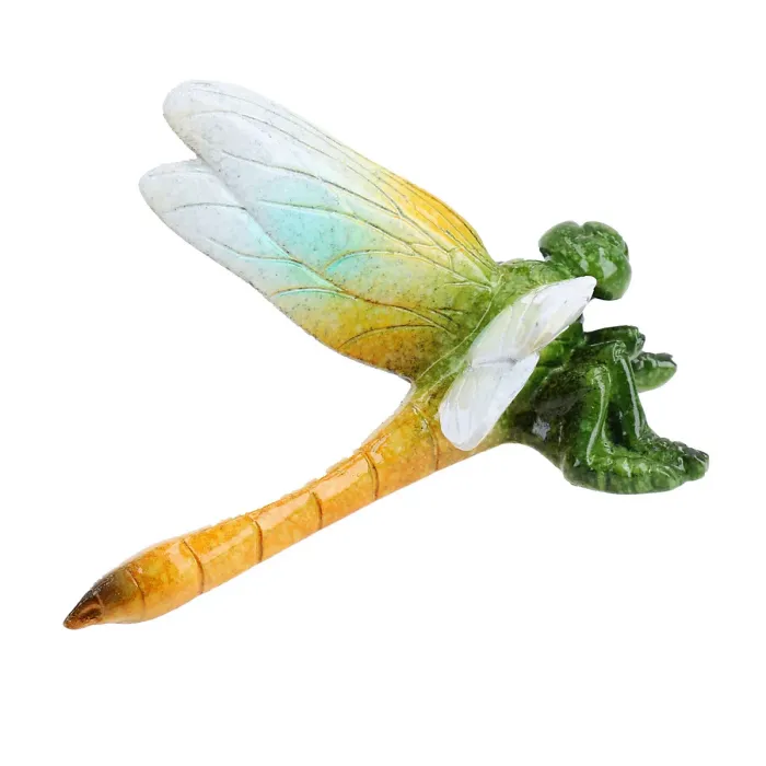 Green Wall Mount Dragonflies Pair Resin Shed Sculpture Statue Garden Dragonfly