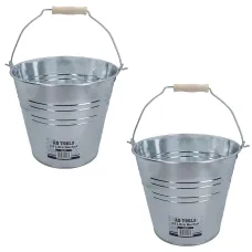 12L Galvanised Steel Metal Bucket Pail Water Coal Greenhouse Garden Plant 2PK