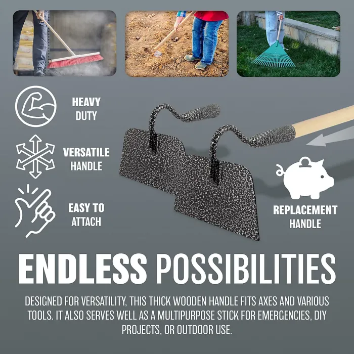 90Cm Thin Wooden Hoe Handle Stick Beech Brush Multi Use Strong Replacement