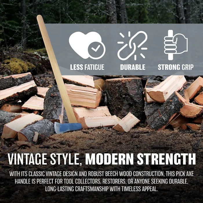 90cm Thick Wooden Pick ax Handle Stick Beech Multi Use Strong Replacement