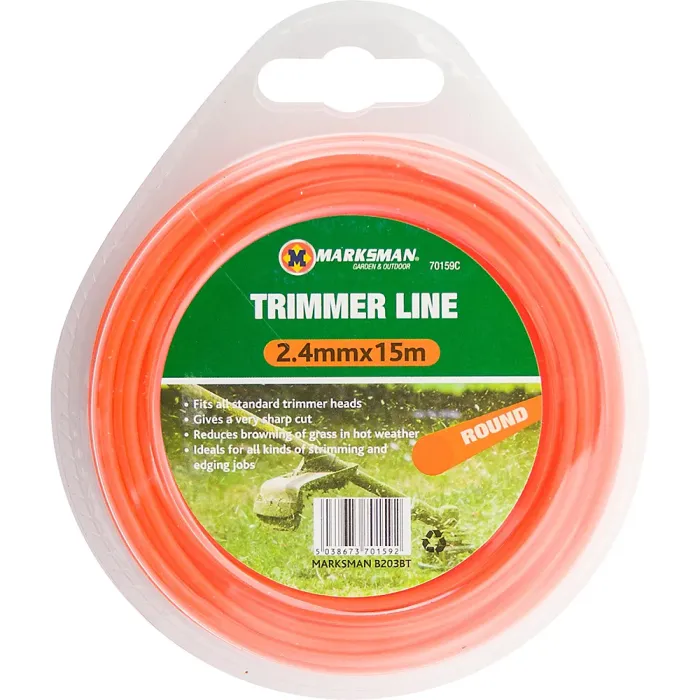 10M X 2.4Mm Set Of 6 Trimmer Line Garden Grass Strimmer Nylon Round String Orange