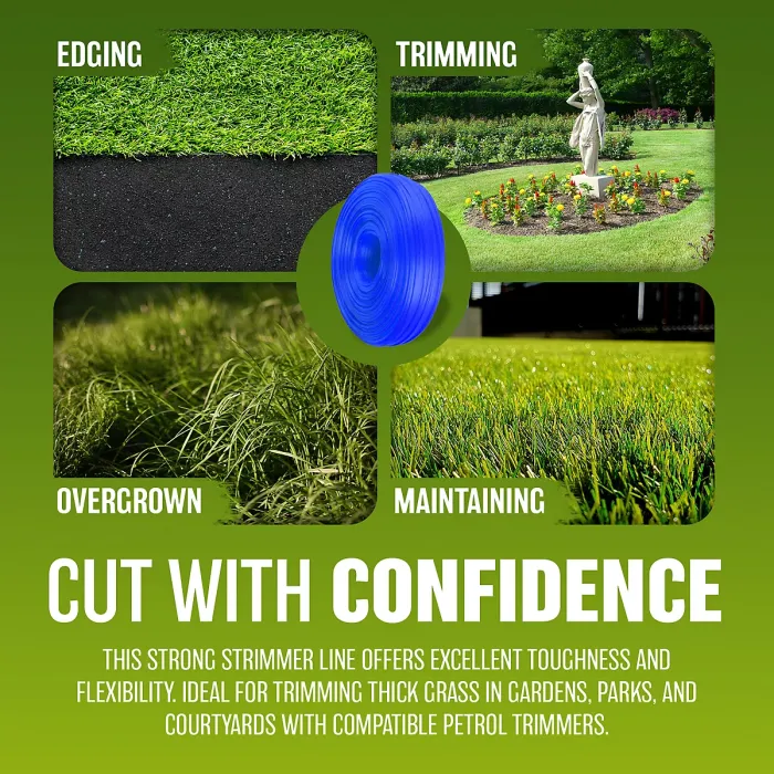 15m x 1.6mm Set Of 6 Trimmer Line Garden Grass Strimmer Nylon Round String Blue