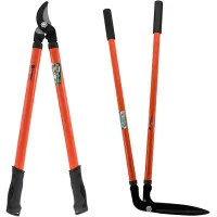 2Pc Long Handle Lopper & Lawn Shears Carbon Steel Gardening Soil Cutter Farm Set Grass Edge Cultivating All Types Of Soil