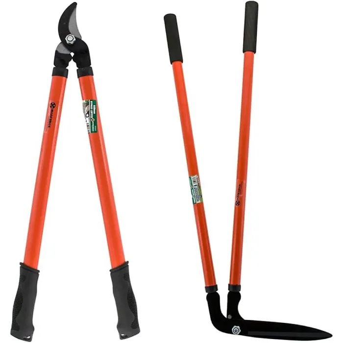 2Pc Long Handle Lopper & Lawn Shears Carbon Steel Gardening Soil Cutter Farm Set Grass Edge Cultivating All Types Of Soil