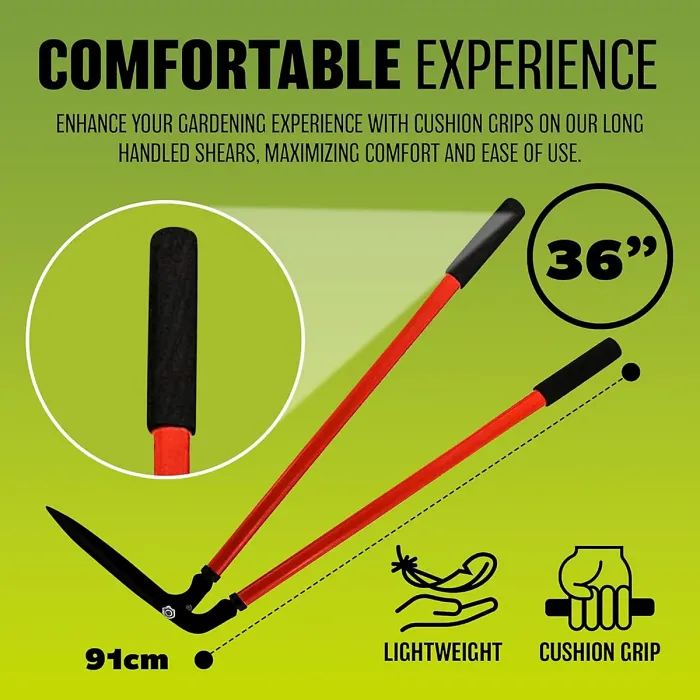 2Pc Long Handle Lopper & Lawn Shears Carbon Steel Gardening Soil Cutter Farm Set Grass Edge Cultivating All Types Of Soil