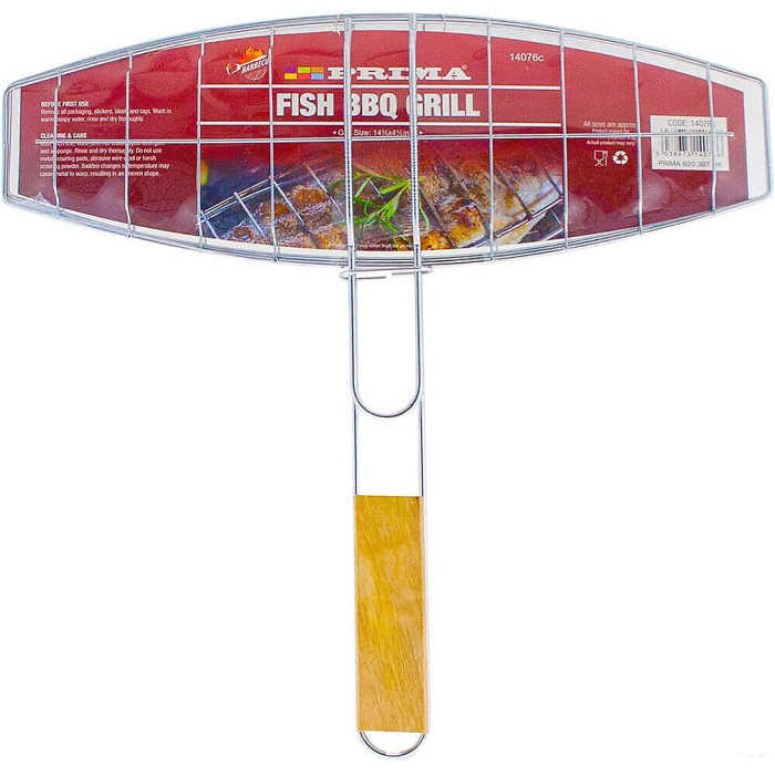 Fish Bbq Grill Barbecue Handle Portable Non Slip Cooking Outdoor Party Tool