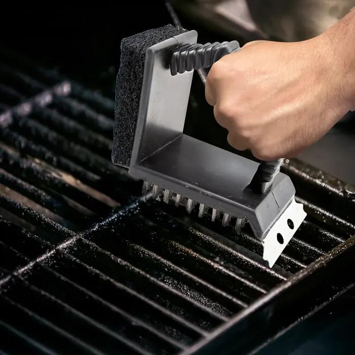 Set Of 2 Bbq Brush With Scraper Heavy Duty Handle Cleaning Oven Grill Tool