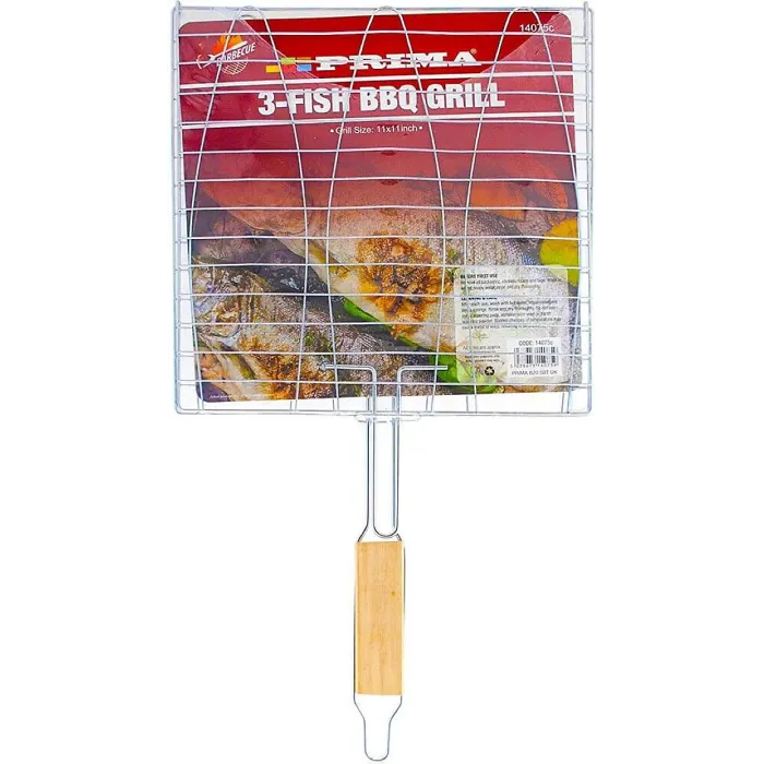 3 Fish Bbq Grill Barbecue Non-Slip Handle Portable Outdoor Party 11 Inch