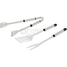 3Pc Barbecue Set Bbq Cooking Tools Tongs Fork Spatula Stainless Steel