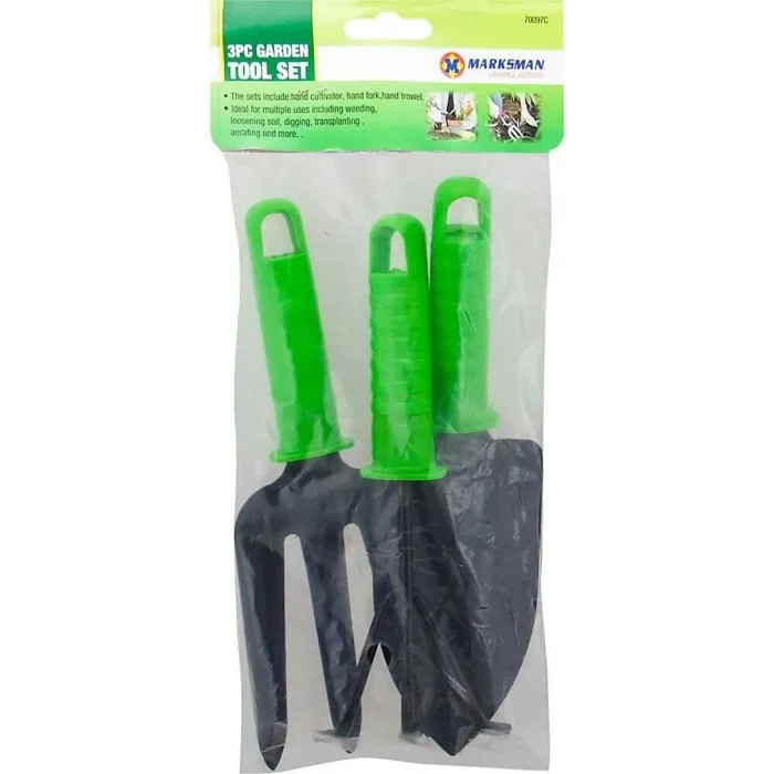 Pack Of 3 Garden Tools Cultivator Trowel Hand Fork Gardening Weeding