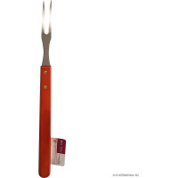 Stainless Steel Bbq Fork Wooden Handle Barbecue Grill Food Cooking Meat Diy Cooking