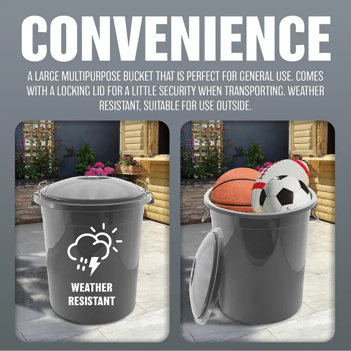 Large 70L Multi Purpose Bucket With Handles Storage Organiser Waste Garden