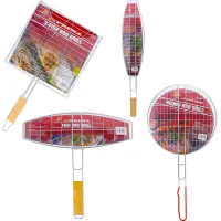 New Pack Of 4 Bbq Grills Chrome Cooking With Long Handle Burgers Fish Racks Food