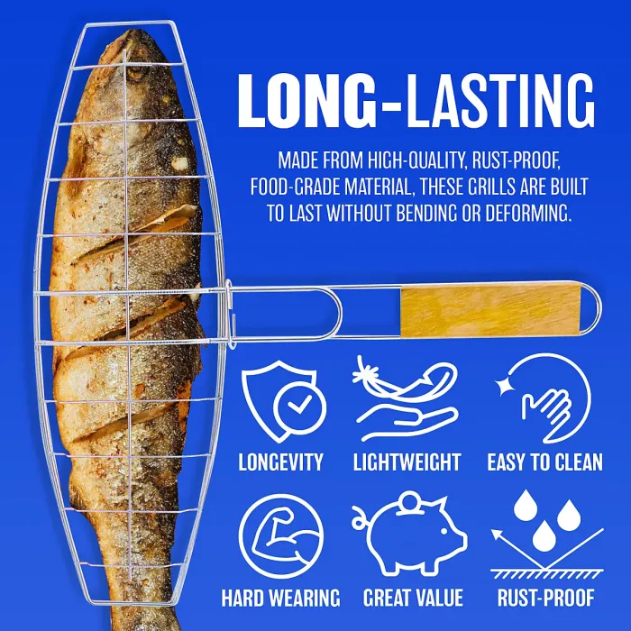 New Pack Of 4 Bbq Grills Chrome Cooking With Long Handle Burgers Fish Racks Food