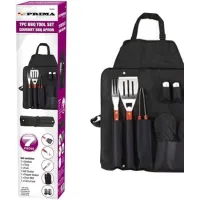 7pc Bbq Tool Set Barbecue Utensil Camping Stainless Steel Apron Cutlery