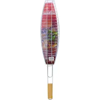 New Fish Bbq Grill Basket With Long Handle Rack Mesh Holder Cooking Bbq Tool