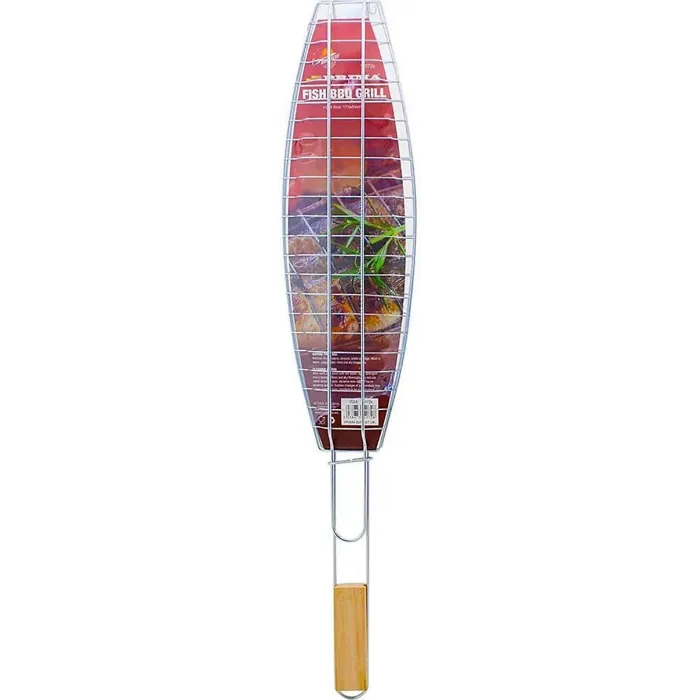 New Fish Bbq Grill Basket With Long Handle Rack Mesh Holder Cooking Bbq Tool