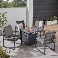Slate Firepit Table Set - Outdoor Garden Seating