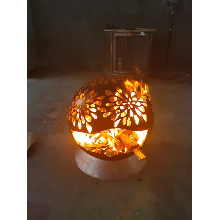 GardenCo Black Globe Fire Pit with Large 60cm Basket and Weatherproof Cover