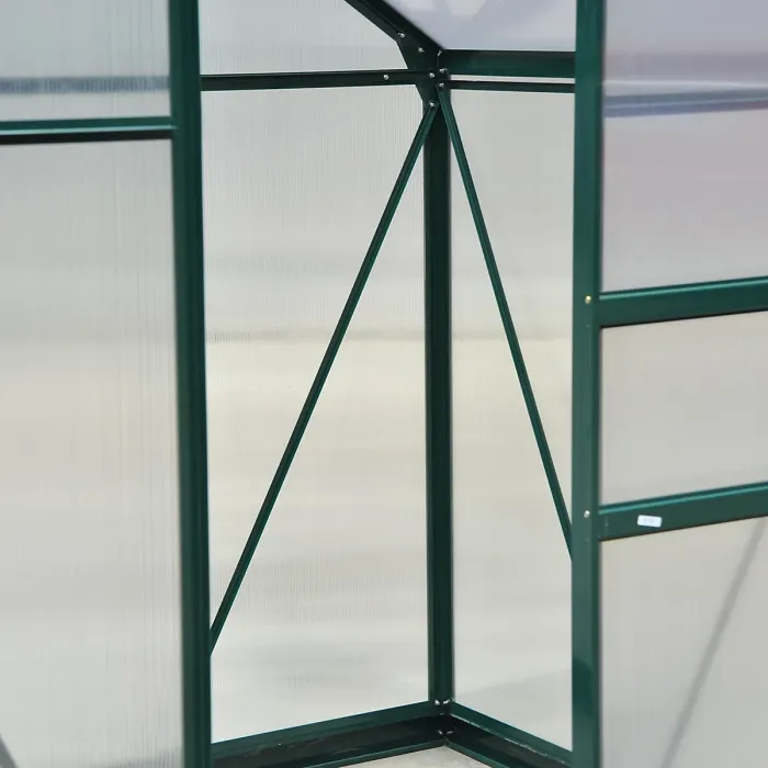 Outsunny 6x4ft Walk-In Polycarbonate Greenhouse Plant Grow Galvanized Aluminium