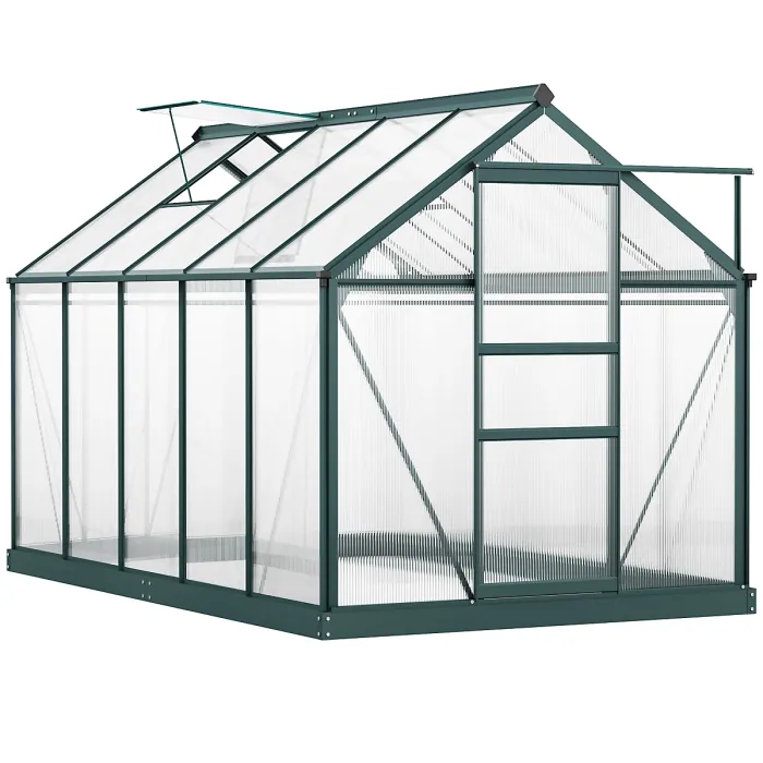 Outsunny 6x10ft Walk-In Polycarbonate Greenhouse Plant Grow Galvanized Aluminium
