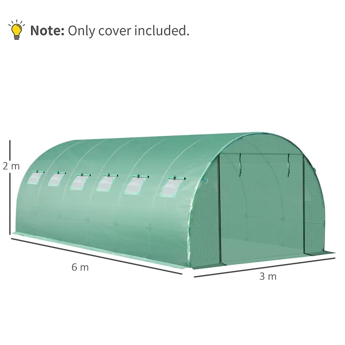 Outsunny 6 x 3 x 2m Greenhouse Replacement Cover ONLY for Tunnel Greenhouse