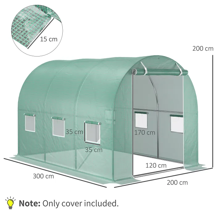 Outsunny 3 x 2 x 2m Greenhouse Replacement Cover ONLY for Tunnel Greenhouse