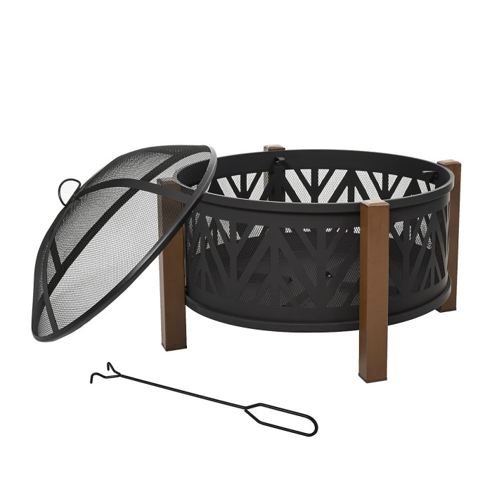 Outsunny 78cm 2-In-1 Outdoor Fire Pit & Firewood BBQ Garden Cooker Heater