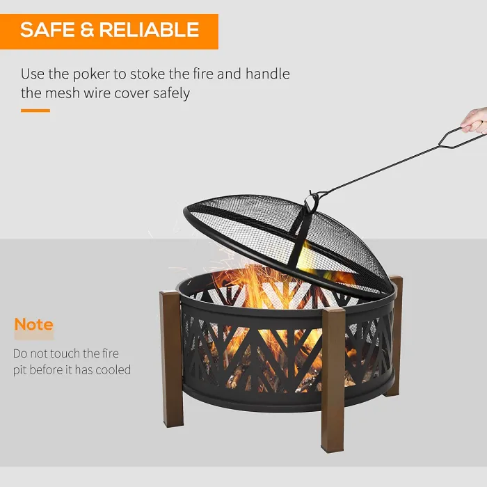 Outsunny 78cm 2-In-1 Outdoor Fire Pit & Firewood BBQ Garden Cooker Heater