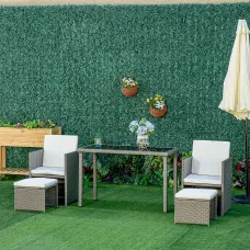 Outsunny 5 Pieces Rattan Garden Furniture Sofa Set w/ Table Chair Footrest Grey