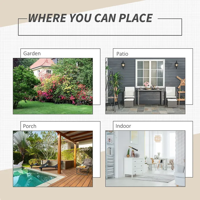 Outsunny 5 Pieces Rattan Garden Furniture Sofa Set w/ Table Chair Footrest Grey