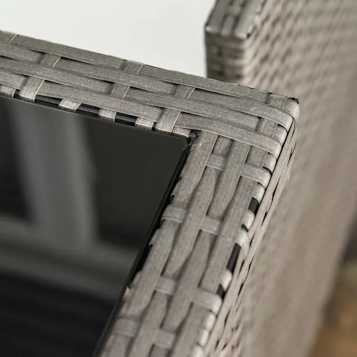 Outsunny 5 Pieces Rattan Garden Furniture Sofa Set w/ Table Chair Footrest Grey