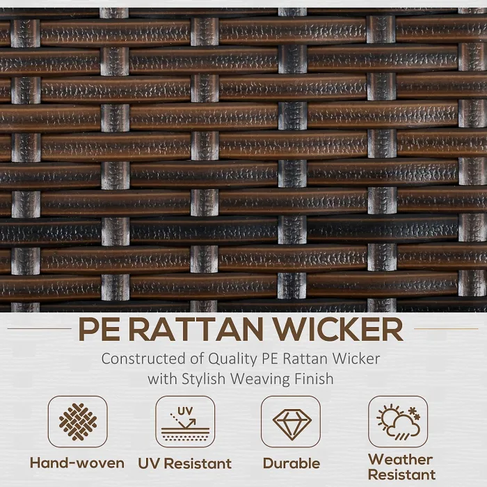 Outsunny 6 PCS Outdoor Rattan Sofa Furniture Sets with Footstool Cushions Brown