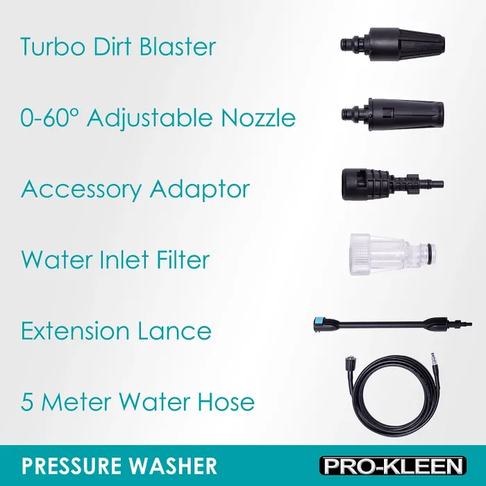 Pro-Kleen Pressure Washer Jet Power Wash Electric 1400W High Performance Cleaner With Accessories , Portable For Patio and Car