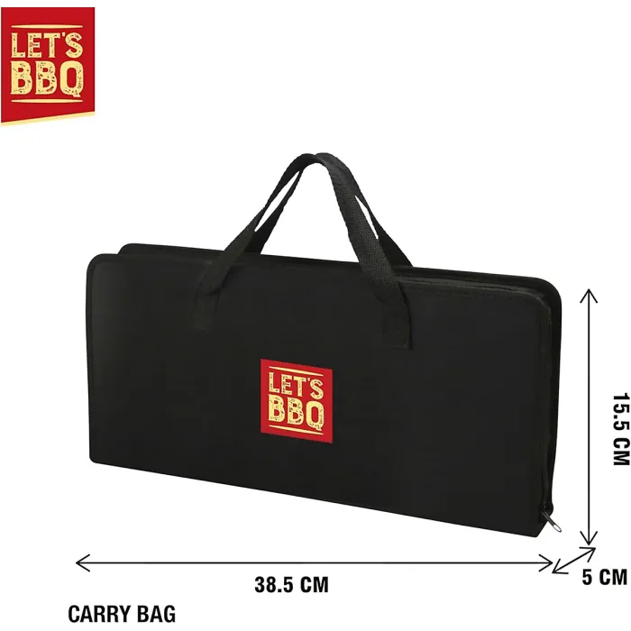 BBQ Tool Set with Case 12 Pcs BBQ Accessories Kit w/ Food Turner Fork Tongs Silicone Brush, 6x Skewers Apron Barbecue Utensils