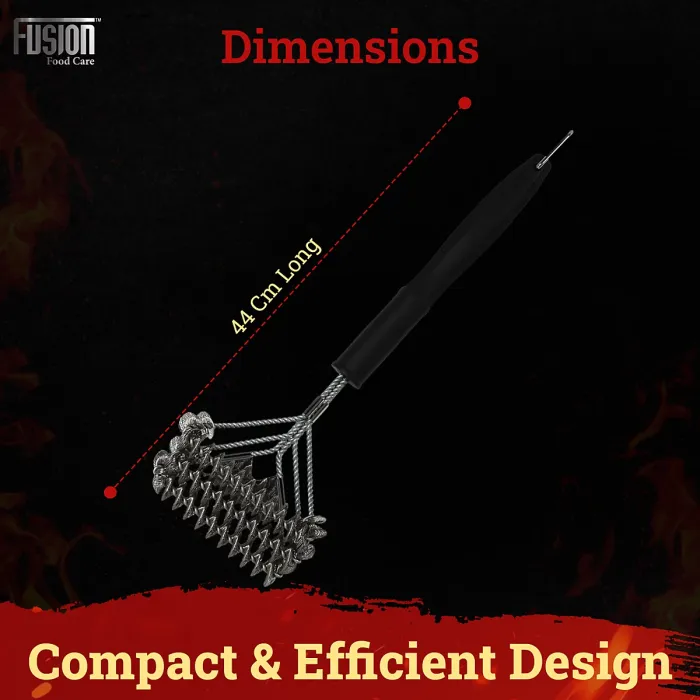 BBQ Wire Brush Wide Head with Ergonomic Handle, Stainless Steel Helix & Scraper Durable BBQ Cleaning Tool for Grates & Grills