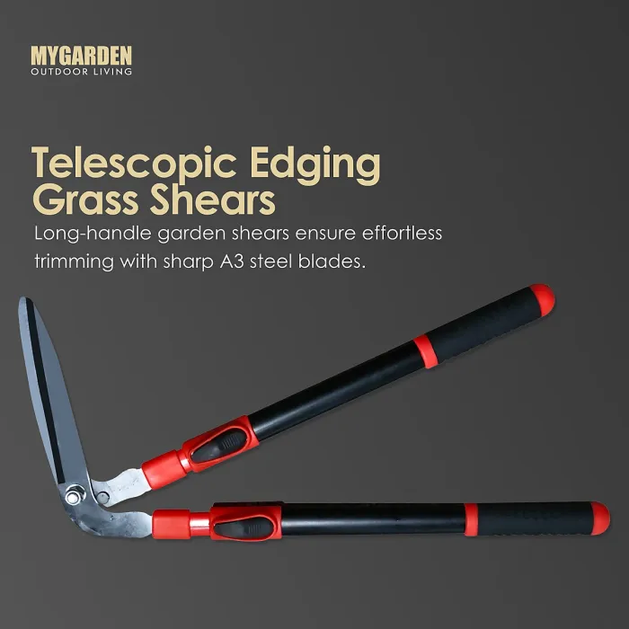 Telescopic Edging Shears 80CM Extendable Long Handle Lawn Edging Shears for Grass Cutter, Handheld Garden Shears, Lightweight 3mm