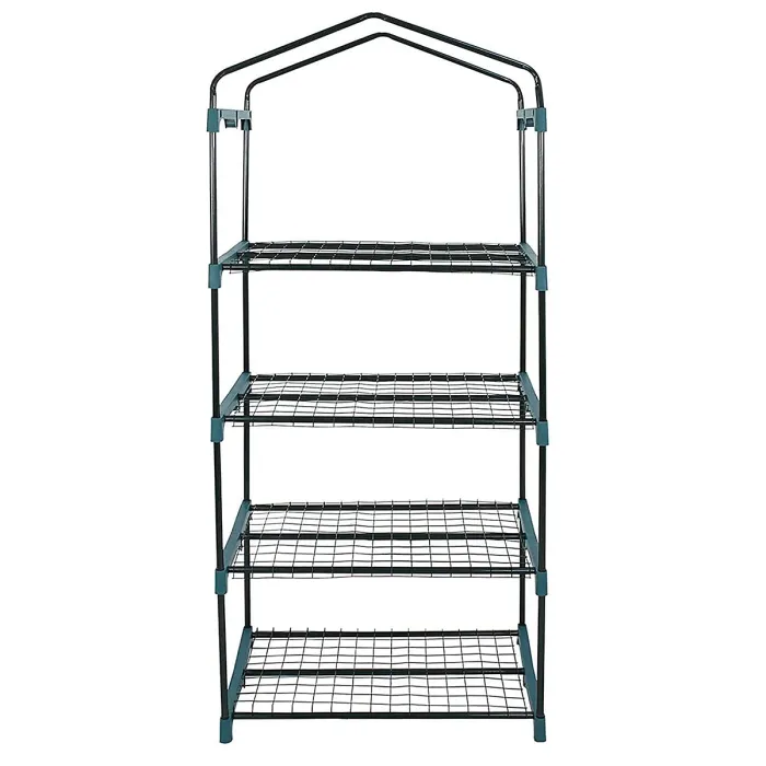 4 Tier Mini Greenhouse - Four Shelf Grow House - Durable Steel Tubing - Zipped Pe Cover - Unobtrusive