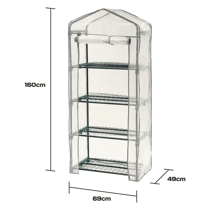 4-Tier Greenhouse Replacement Cover - Greenhouse or Grow Tunnel House - Strong Reinforced PE Material - Outdoor Gardening