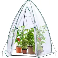 Portable Tent Style Greenhouse - Weatherproof Plant Protector with PE Cover, Zippered Door & Window
