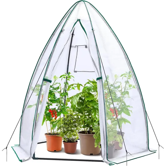 Portable Tent Style Greenhouse - Weatherproof Plant Protector with PE Cover, Zippered Door & Window