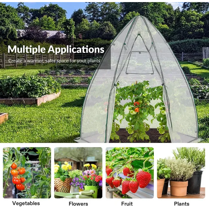 Portable Tent Style Greenhouse - Weatherproof Plant Protector with PE Cover, Zippered Door & Window