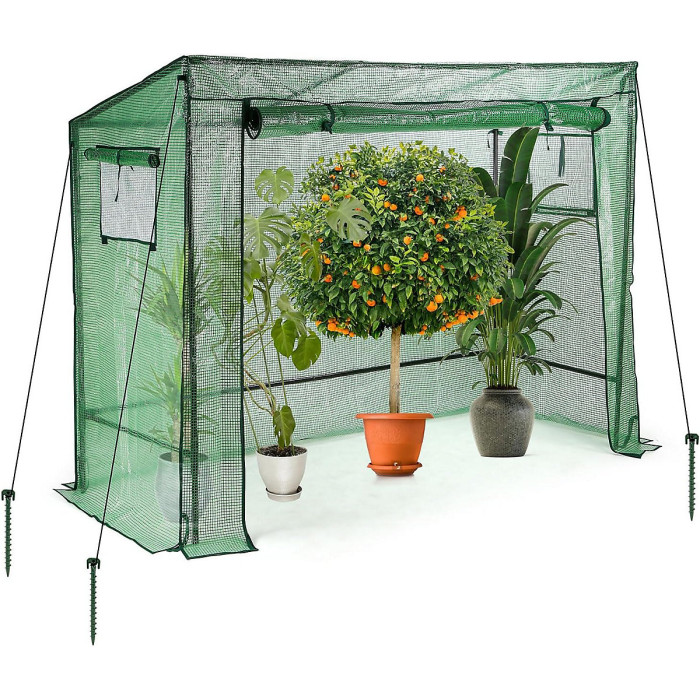 Walk-in Greenhouse 200x78x130/150cm - Tomato Greenhouse with Roll-up Door & 2 Windows