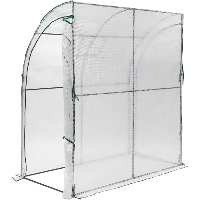 Walk-In Lean-to Wall Greenhouse - Heavy Duty Garden Plant Grow House with 2 Zippered Roll-Up Doors
